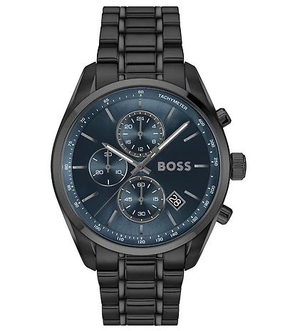 Hugo Boss Men's Grand Prix Quartz Chronograph Black Tone Stainless Steel Bracelet Watch