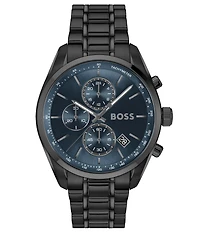 Hugo Boss Men's Grand Prix Quartz Chronograph Black Tone Stainless Steel Bracelet Watch