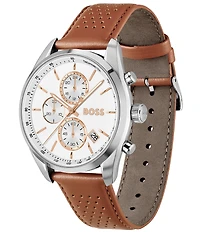 Hugo Boss Men's Grand Prix Quartz Chronograph Leather Strap Watch
