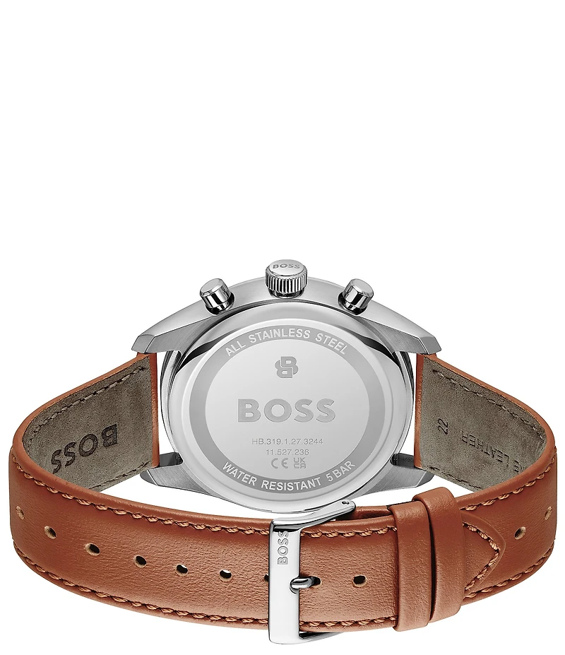 Hugo Boss Men's Grand Prix Quartz Chronograph Leather Strap Watch
