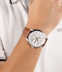 Hugo Boss Men's Grand Prix Quartz Chronograph Leather Strap Watch