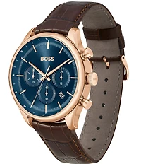 Hugo Boss Men's Gregor Quartz Chronograph Brown Leather Strap Watch