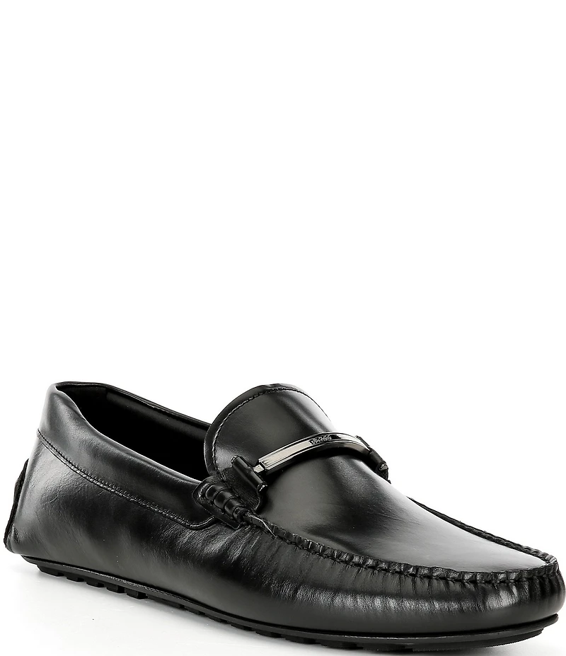 Hugo Boss Men's Noel Leather Bar Hardware Driver Loafers