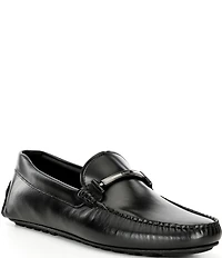 Hugo Boss Men's Noel Leather Bar Hardware Driver Loafers