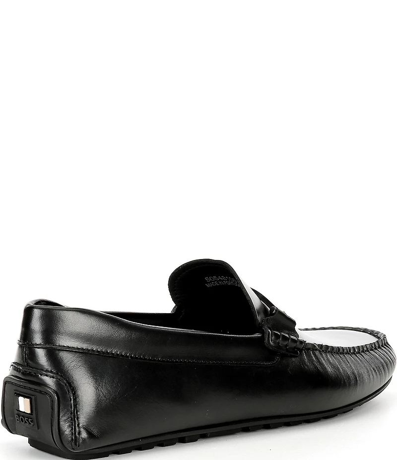 Hugo Boss Men's Noel Leather Bar Hardware Driver Loafers