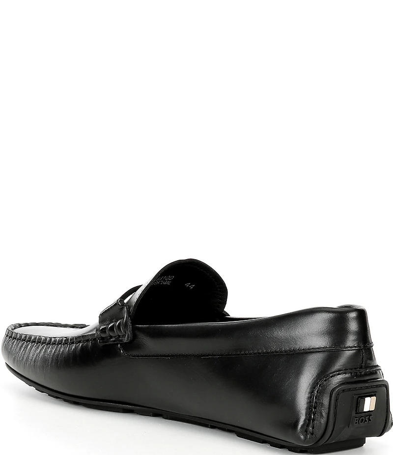 Hugo Boss Men's Noel Leather Bar Hardware Driver Loafers