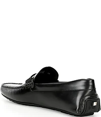 Hugo Boss Men's Noel Leather Bar Hardware Driver Loafers