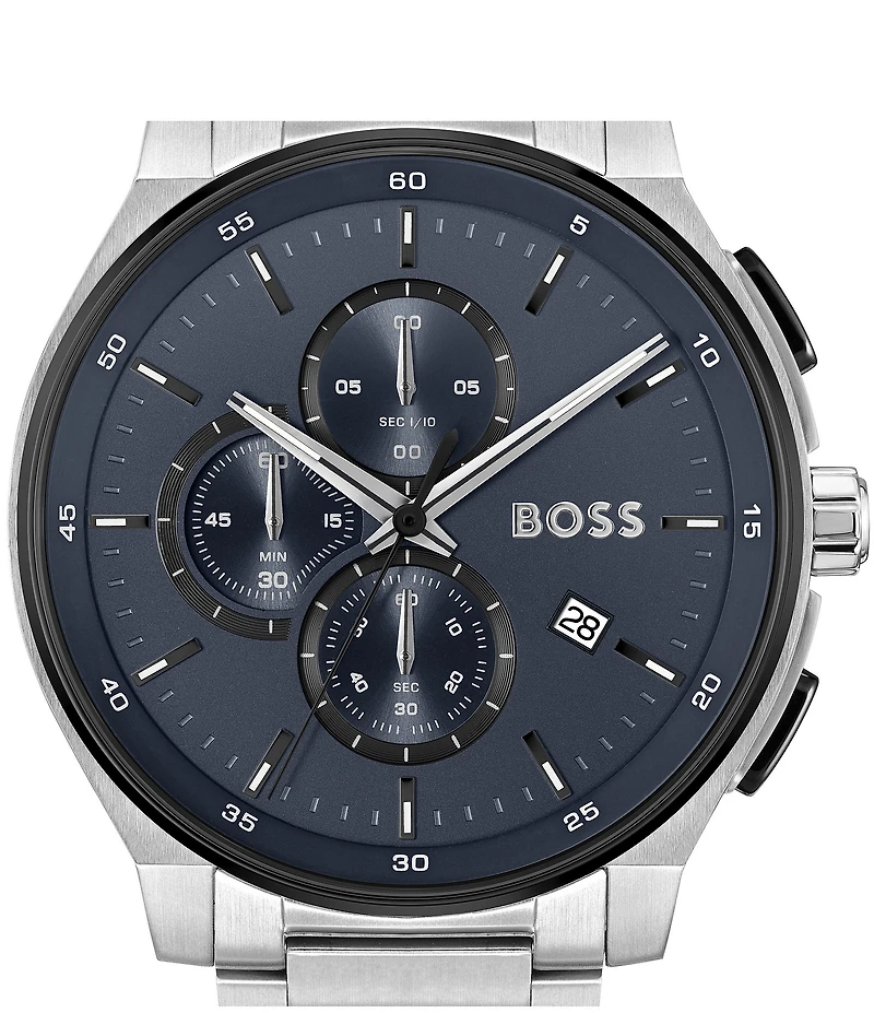 Hugo Boss Men's Peak 2.0 Quartz Chronograph Stainless Steel Navy Blue Dial Bracelet Watch