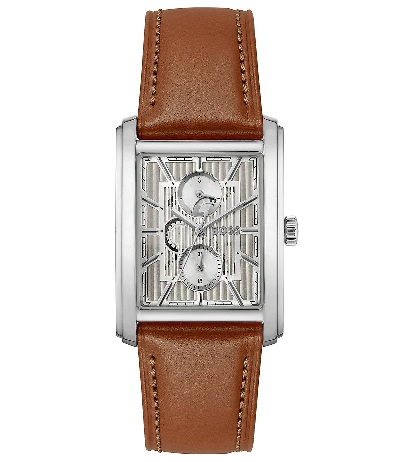 Hugo Boss Men's Principle 30.5mm Multifunction Leather Strap Watch