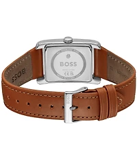 Hugo Boss Men's Principle 30.5mm Multifunction Leather Strap Watch