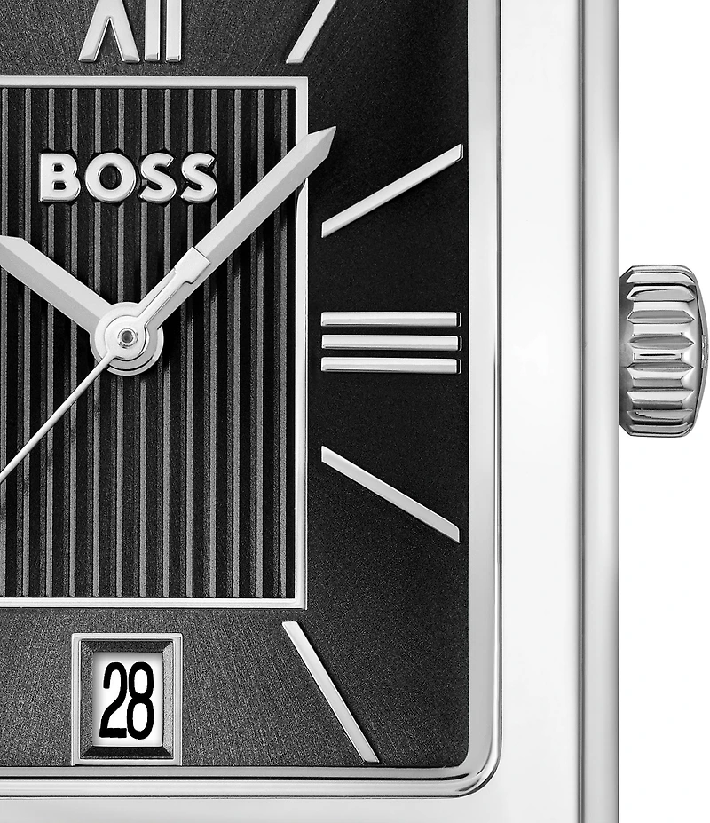 Hugo Boss Mens' Principle Dress Quartz Analog Black Croco Leather Strap Watch
