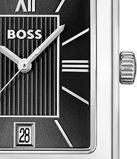 Hugo Boss Mens' Principle Dress Quartz Analog Black Croco Leather Strap Watch