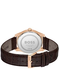 Hugo Boss Men's Principle Master Quartz Chronograph Croco Leather Strap Watch