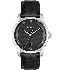 Hugo Boss Men's Principle Quartz Mechanical Automatic Leather Strap Watch
