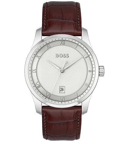 Hugo Boss Men's Principle Quartz Mechanical Automatic Leather Strap Watch
