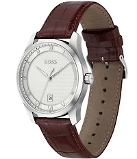 Hugo Boss Men's Principle Quartz Mechanical Automatic Leather Strap Watch