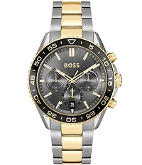 Hugo Boss Men's Runner Quartz Chronograph Two Tone Stainless Steel Bracelet Watch
