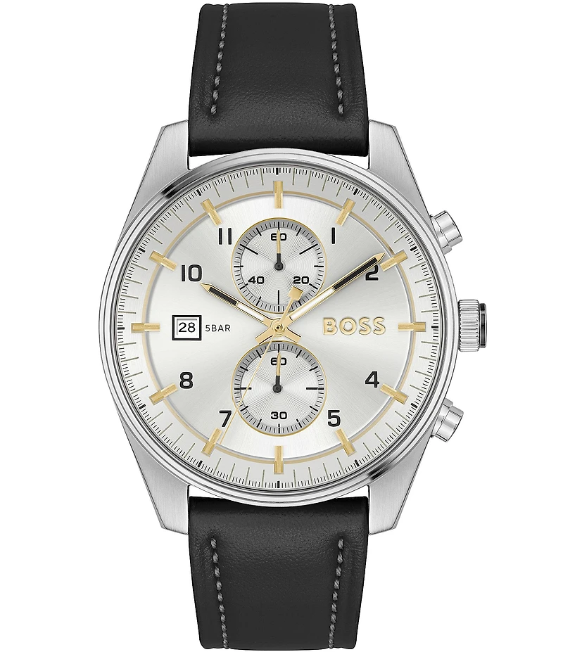 Hugo Boss Men's Skytraveller Chronograph Leather Strap Watch