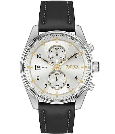 Hugo Boss Men's Skytraveller Chronograph Leather Strap Watch