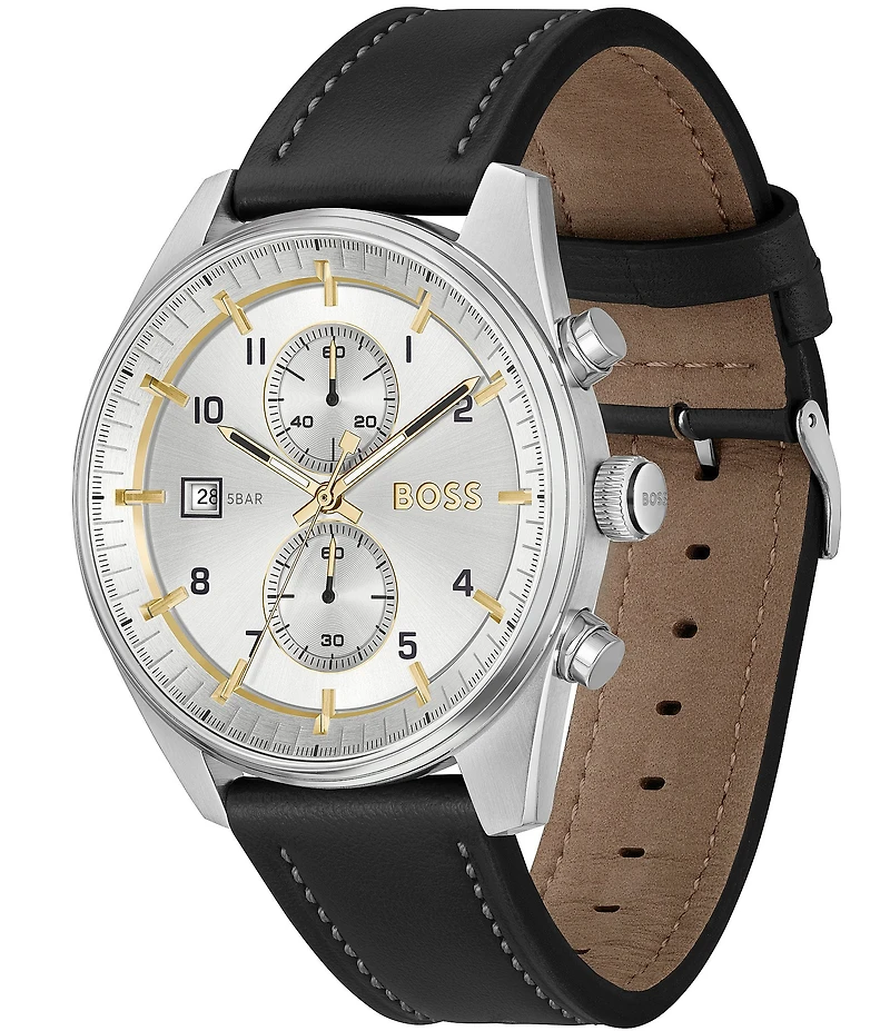 Hugo Boss Men's Skytraveller Chronograph Leather Strap Watch