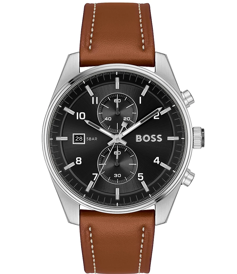 Hugo Boss Men's Skytraveller Chronograph Leather Strap Watch