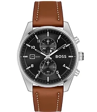 Hugo Boss Men's Skytraveller Chronograph Leather Strap Watch