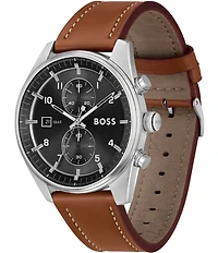 Hugo Boss Men's Skytraveller Chronograph Leather Strap Watch