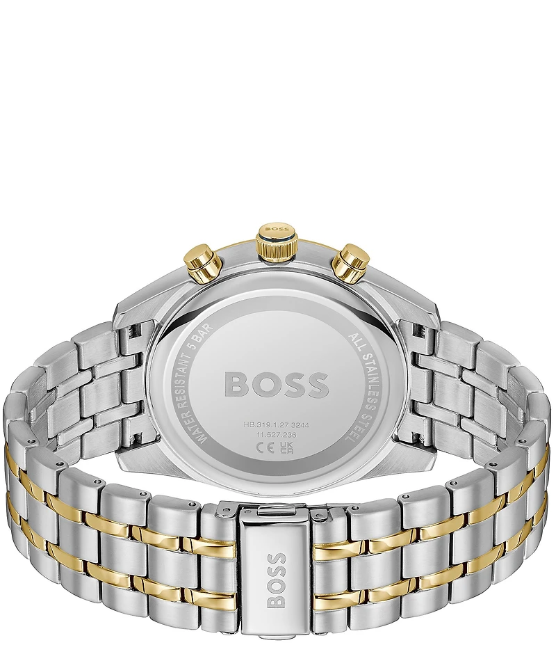 Hugo Boss Men's Skytraveller Quartz Chronograph Two Tone Stainless Steel Bracelet Watch
