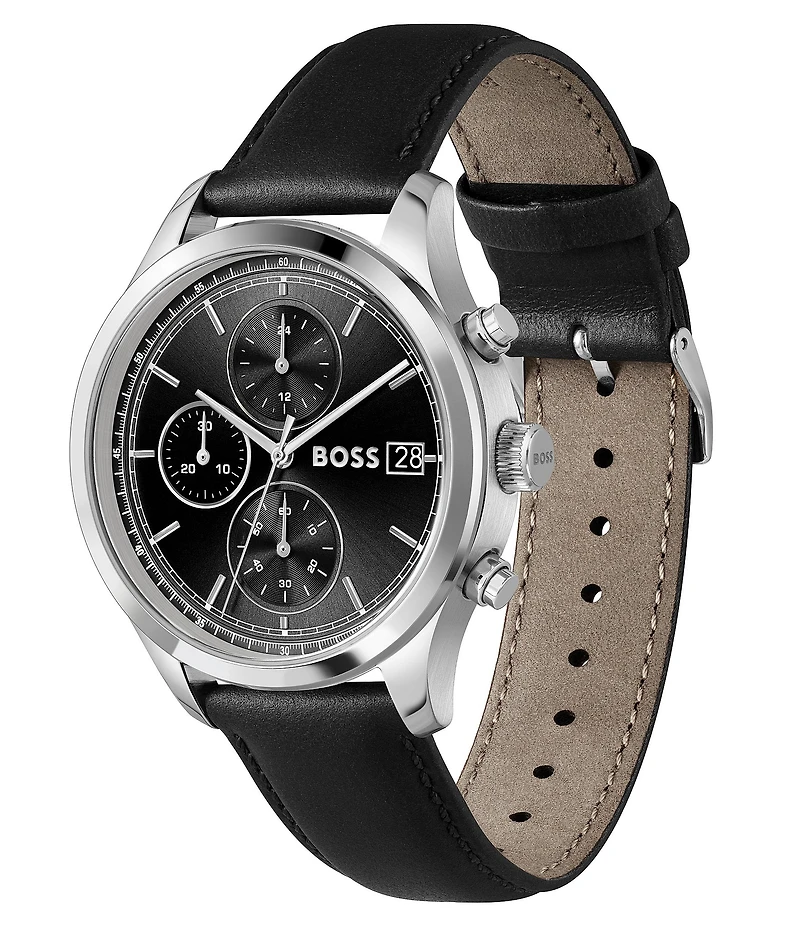 Hugo Boss Men's Stratus 41mm Quartz Chronograph Leather Strap Watch