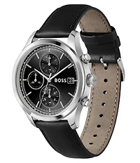 Hugo Boss Men's Stratus 41mm Quartz Chronograph Leather Strap Watch