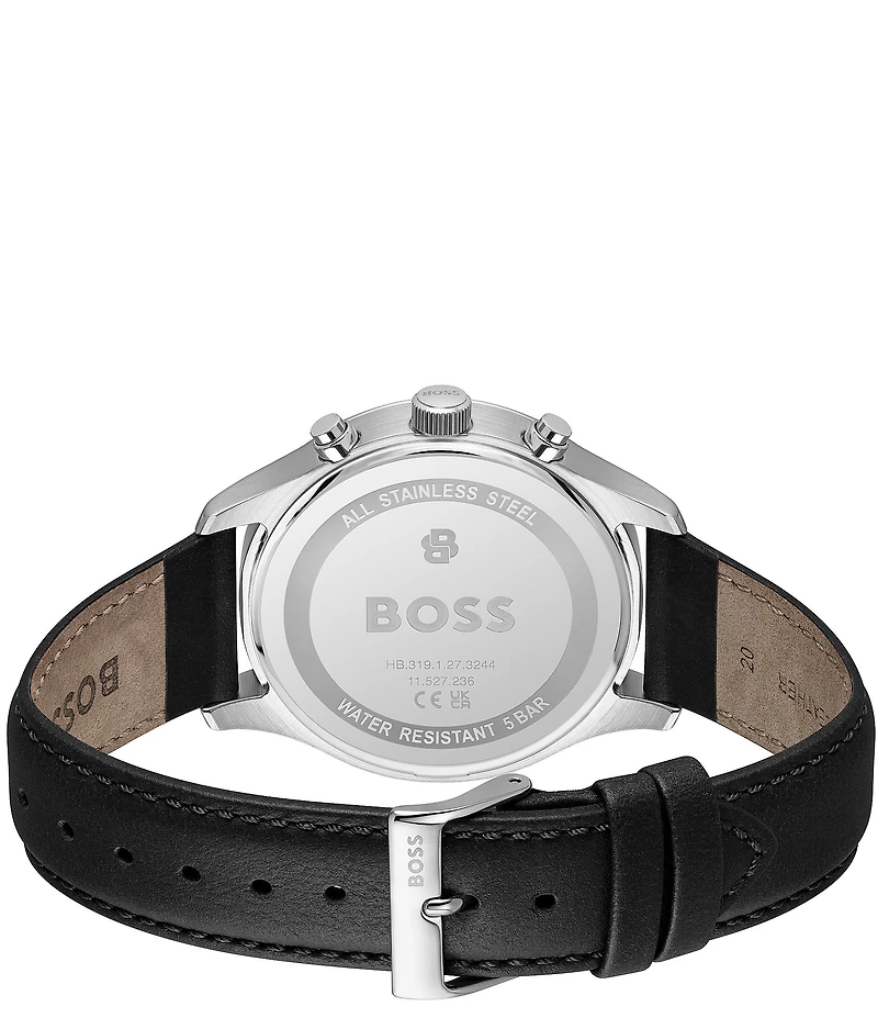 Hugo Boss Men's Stratus 41mm Quartz Chronograph Leather Strap Watch