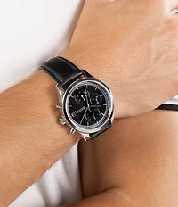 Hugo Boss Men's Stratus 41mm Quartz Chronograph Leather Strap Watch
