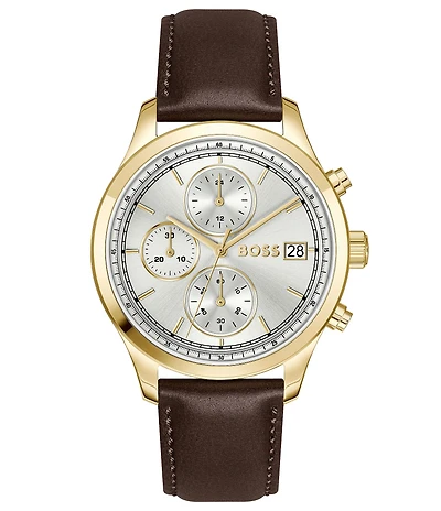 Hugo Boss Men's Stratus Quartz Chronograph Brown Leather Strap Watch