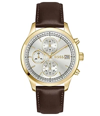 Hugo Boss Men's Stratus Quartz Chronograph Brown Leather Strap Watch