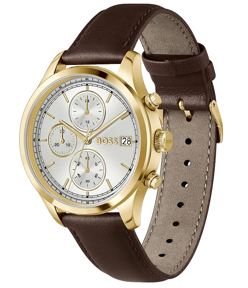 Hugo Boss Men's Stratus Quartz Chronograph Brown Leather Strap Watch