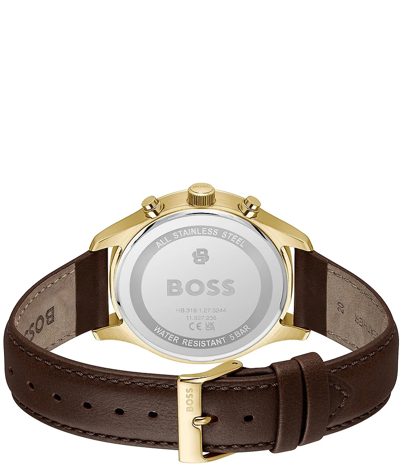 Hugo Boss Men's Stratus Quartz Chronograph Brown Leather Strap Watch