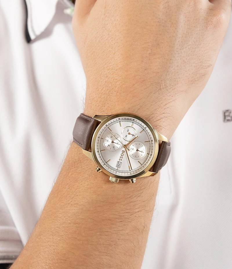 Hugo Boss Men's Stratus Quartz Chronograph Brown Leather Strap Watch