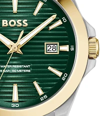 Hugo Boss Men's Strike Quartz Mechanical Automatic Green Dial Stainless Steel Bracelet Watch