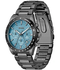 Hugo Boss Men's Strike Quartz Chronograph Grey Tone Stainless Steel Bracelet Watch