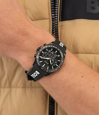 Hugo Boss Men's Strike Quartz Chronograph Logo Silicone Strap Watch