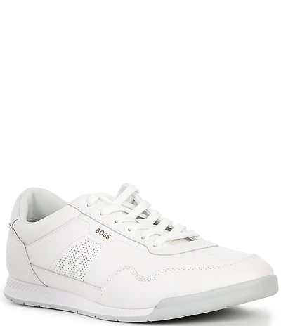 Hugo Boss Men's Titanium Perforated Leather Sneakers