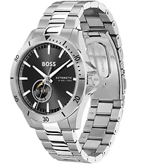 Hugo Boss Men's Trooper Mechanic Automatic Black Dial Stainless Steel Bracelet Watch