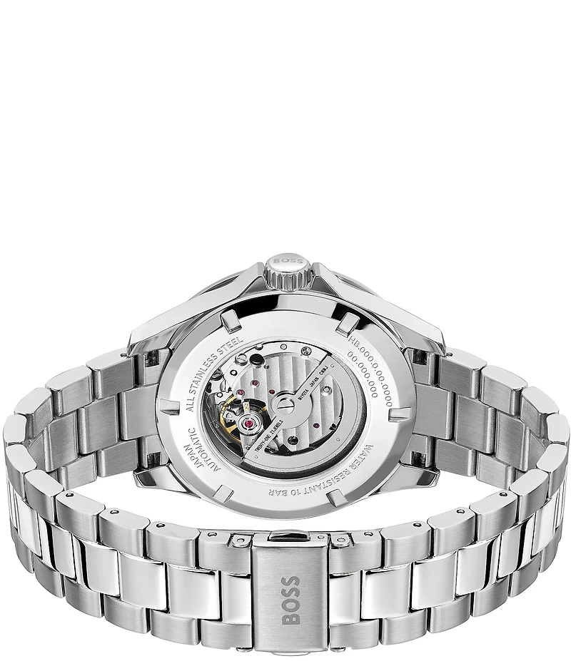 Hugo Boss Men's Trooper Mechanic Automatic Black Dial Stainless Steel Bracelet Watch
