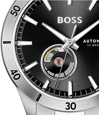 Hugo Boss Men's Trooper Mechanic Automatic Black Dial Stainless Steel Bracelet Watch