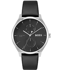 Hugo Boss Men's Tyler Multifunction Black Leather Strap Watch