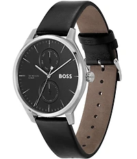 Hugo Boss Men's Tyler Multifunction Black Leather Strap Watch