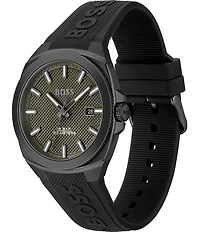 Hugo Boss Men's Walker Quartz Mechanical Automatic Black Silicone Strap Watch