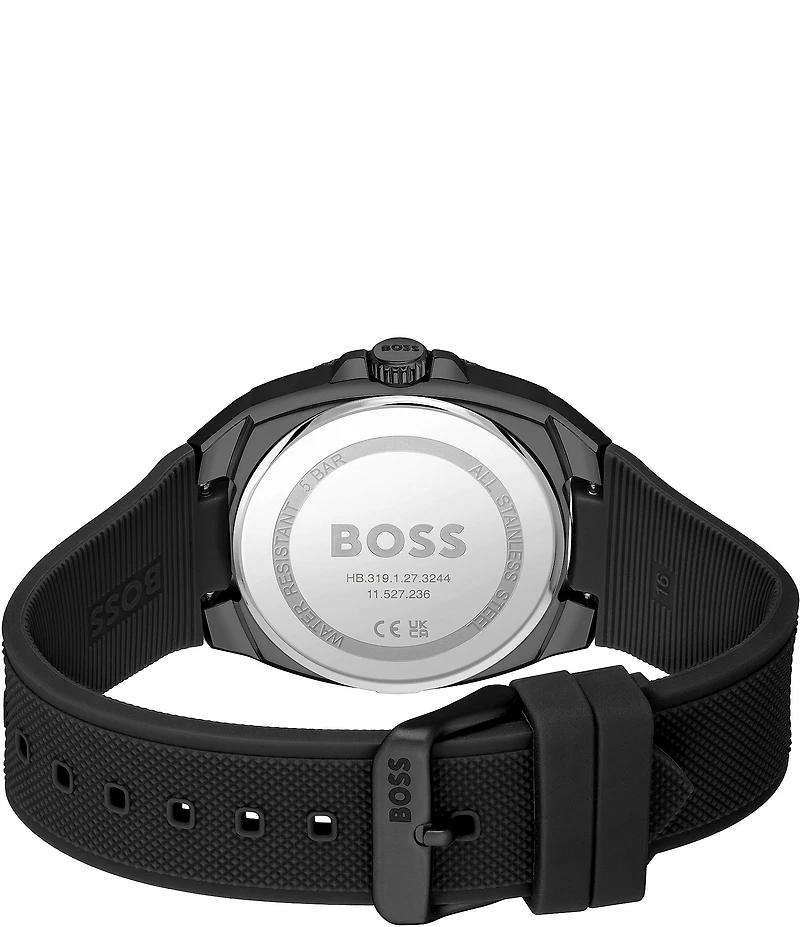 Hugo Boss Men's Walker Quartz Mechanical Automatic Black Silicone Strap Watch