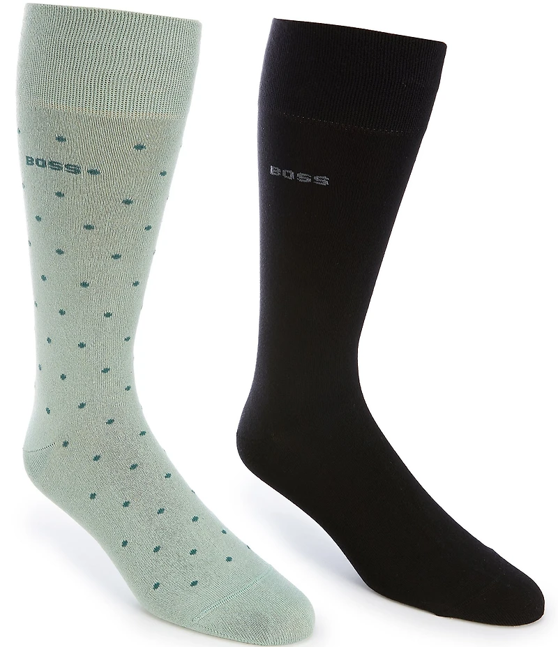Hugo Boss Mini Dot VI Bamboo Crew Dress Socks 2-Pack