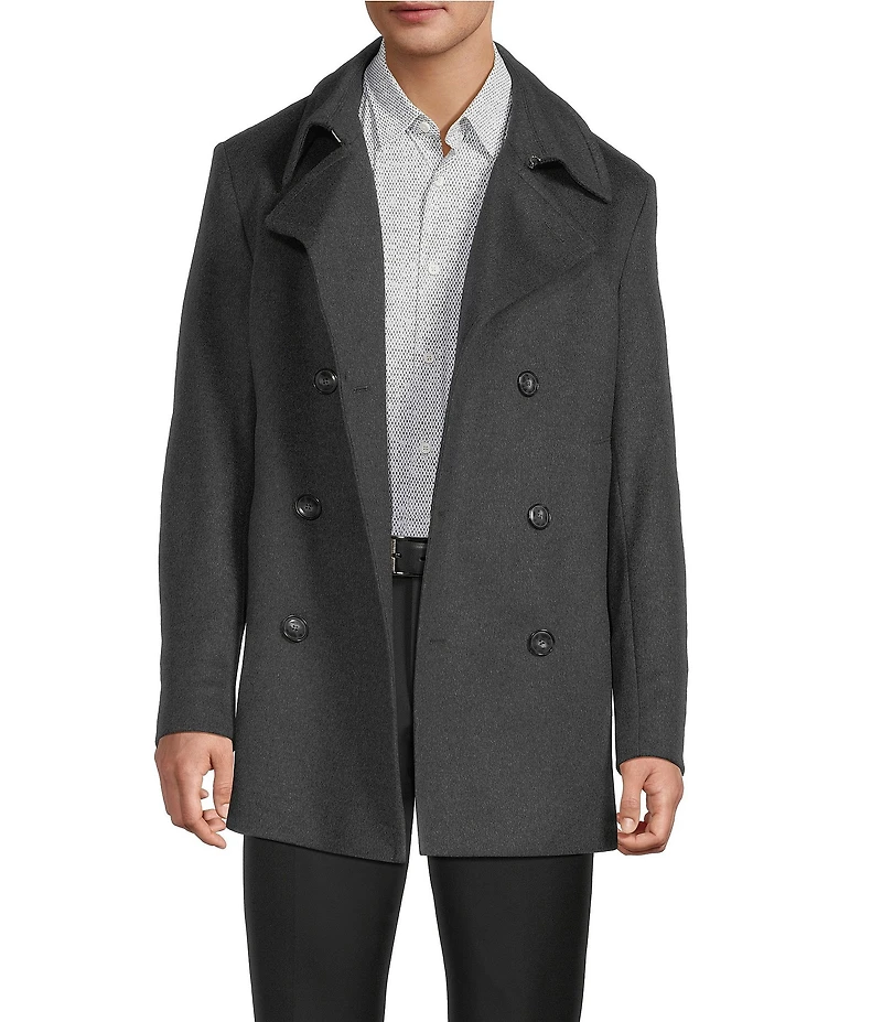 Hugo Boss Oversized Wool Cashmere Blend Notch Lapel Slim Fit Solid Top Coat